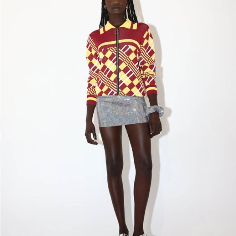 Nwt Dodo Bar Or Lina Mini Skirt silver disco US 4